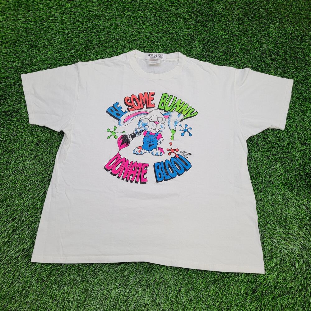Vintage 1996 Bunny Shirt Women XL 24x26 Colorful Rabbit USA